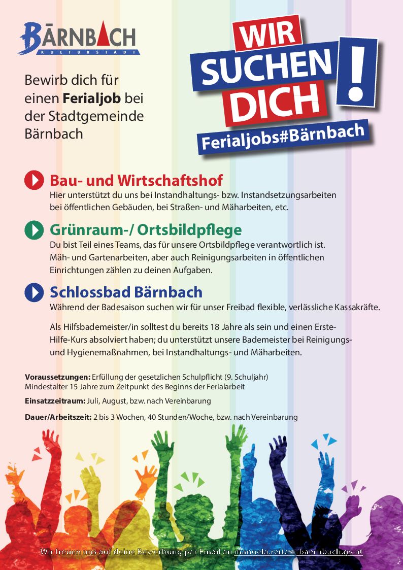 Ferialjobs Bärnbach 2022 Flyer
