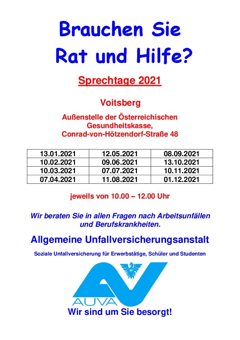 Sprechtage Voitsberg 2021